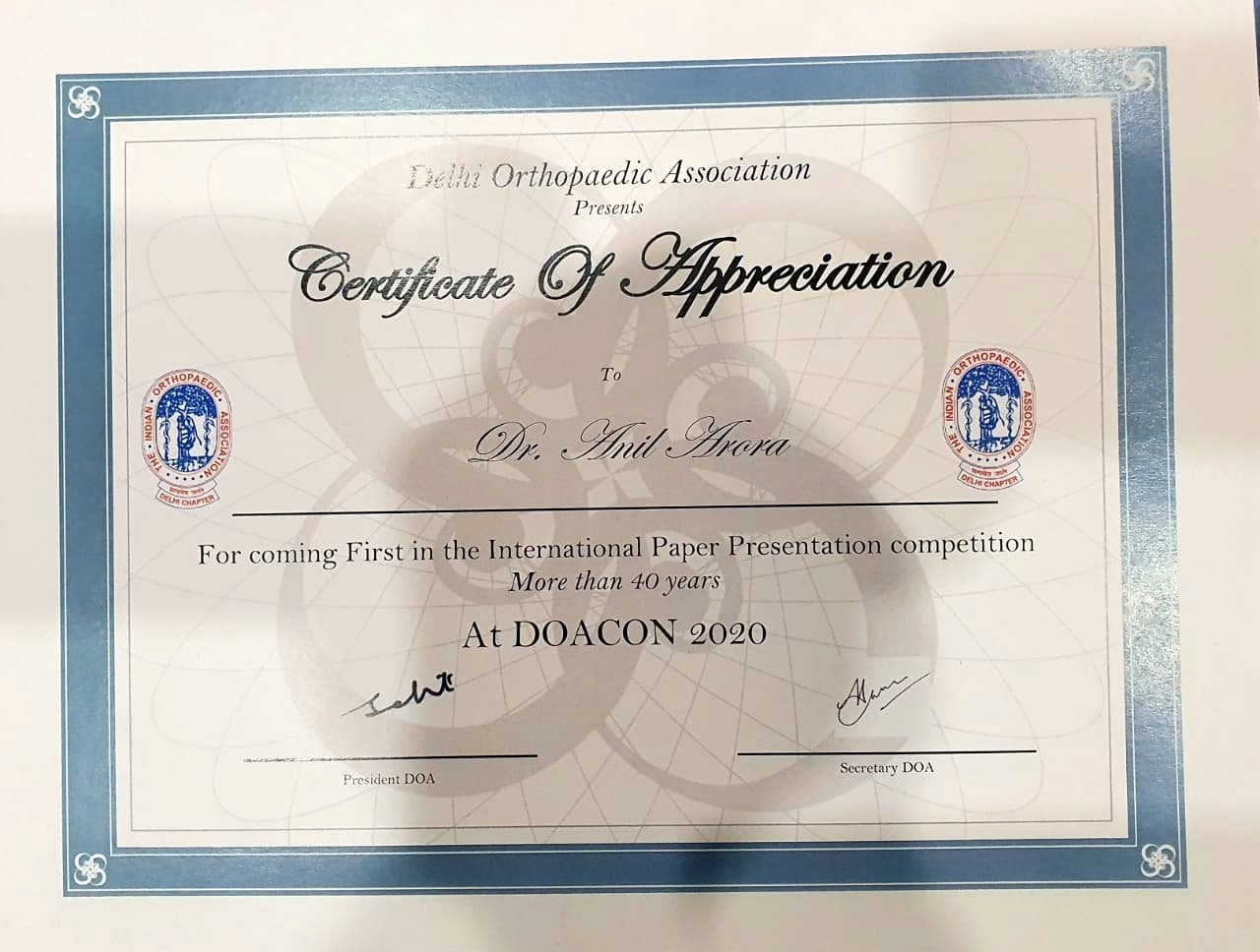 Best International Paper Award (Above 40 Years)